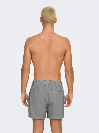 Maillot de bain en seersucker rayé noir Only & Sons 22021841