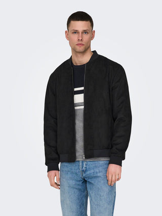 Only & Sons Blouson aviateur Lucas en daim noir 22027463