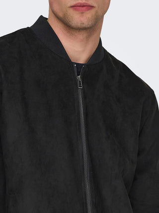 Only & Sons Blouson aviateur Lucas en daim noir 22027463