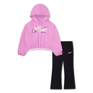 GIRL'S NIKE HOODED MOVE RUCHED SET 'BLACK MAGENTA' 26N686-023