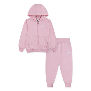 GIRLS NIKE FULL ZIP CLUB FLEECE SET 'MEDIUM PINK' 36L445-AOW