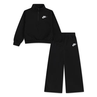 GIRLS NIKE WIDE LEG CLUB FLEECE SET 'BLACK' 36N265-023