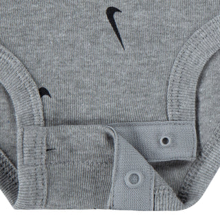 NIKE INFANT 3 PACK LONG SLEEVE BODYSUIT 'DARK GREY HEATHER' 56M164-042