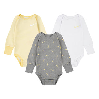 NIKE INFANT 3 PACK BODYSUITS 'DARK GREY HEATHER/SOFT YELLOW' 66M164-GD5