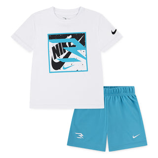 NIKE 3BRAND KIDS DRI FIT BLOCK SET 'CHLORINE BLUE' 7Q0626-B8X