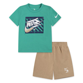 NIKE 3BRAND KIDS 2 PIECE GRADIENT LOGO SET 'ATOMIC TEAL' 7Q0858-F88