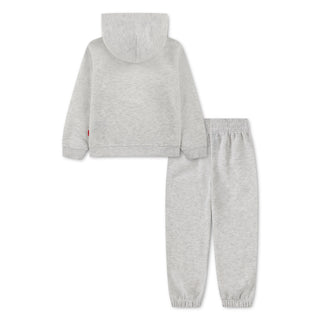 KIDS AIR JORDAN BROOKLYN FLEECE 2-PIECE PULLOVER HOODIE SET 'NEUTRAL GREY' 85G023-GLJ