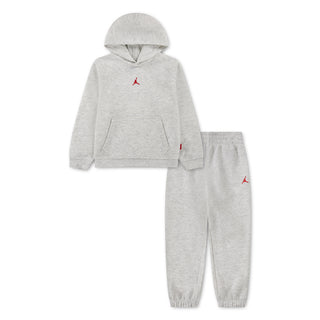 KIDS AIR JORDAN BROOKLYN FLEECE 2-PIECE PULLOVER HOODIE SET 'NEUTRAL GREY' 85G023-GLJ