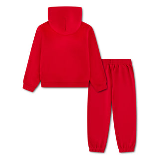 KIDS AIR JORDAN BROOKLYN FLEECE 2-PIECE PULLOVER HOODIE SET 'RED' 85G023-U10
