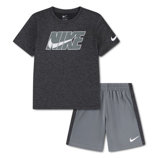NIKE KIDS DROPSET SS SHORT SET 'SMOKE GREY TWEED PRINT' 86M709-M19