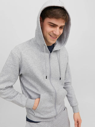 JACK & JONES JJEBRADLEY SWEAT ZIP HOOD NOOS PLS "LIGHT GREY MELANGE" 12250596