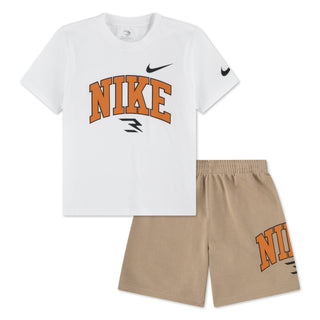 KID'S NIKE 3BRAND SHORT SET 'WHITE/ORANGE/HEMP' 8Q1424-001