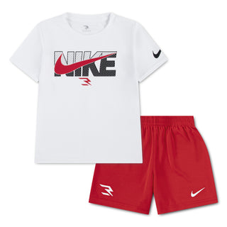 KID'S NIKE 3BRAND 2-PIECE SHORT SET 'WHITE/RED' 8Q1427-001