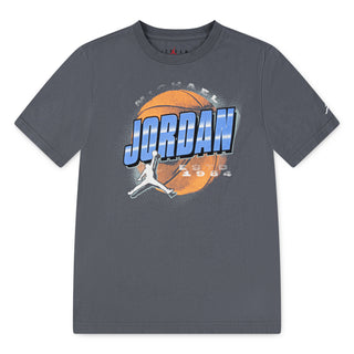 BOYS AIR JORDAN DISTRESSED CHROME T-SHIRT 'IRON GREY' 95F191-GAE