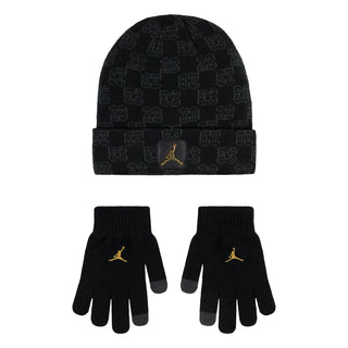 KIDS JORDAN MONOGRAM BEANIE SET 'BLACK' 9A0970-023