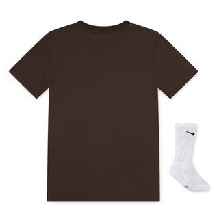 KID'S NIKE 3BRAND SHORT SET WITH SOCK MASHUP LOGO 'CHICORY COFFEE' 9Q1082-X0T