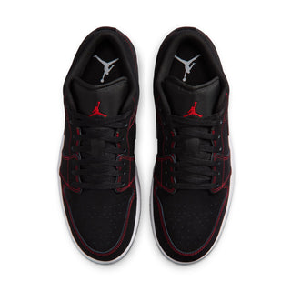 MENS AIR JORDAN ONE LOW "BLACK/UNIVERSITY RED-WHITE" 553558-076