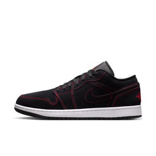 MENS AIR JORDAN ONE LOW "BLACK/UNIVERSITY RED-WHITE" 553558-076