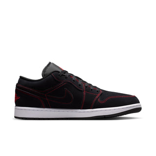 MENS AIR JORDAN ONE LOW "BLACK/UNIVERSITY RED-WHITE" 553558-076