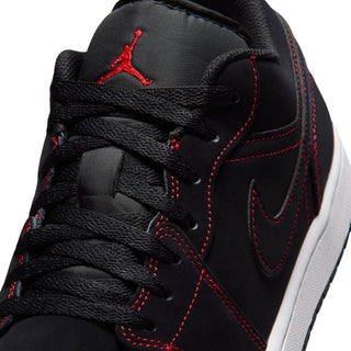 MENS AIR JORDAN ONE LOW "BLACK/UNIVERSITY RED-WHITE" 553558-076