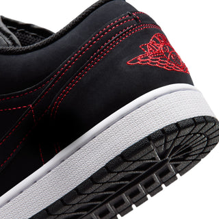 MENS AIR JORDAN ONE LOW "BLACK/UNIVERSITY RED-WHITE" 553558-076