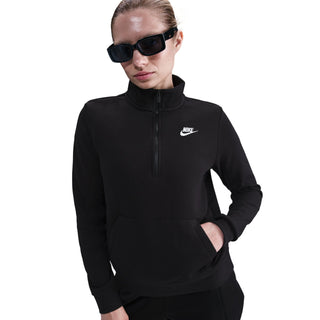 WOMEN'S NIKE SPORTSWEAR CLUB FLEECE 1/2 ZIP SWEATSHIRT "BLACK" DQ5838-010