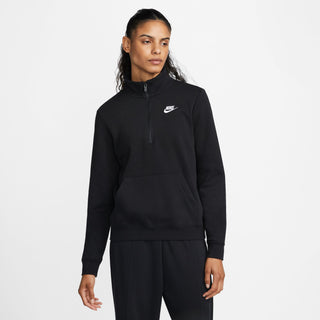 WOMEN'S NIKE SPORTSWEAR CLUB FLEECE 1/2 ZIP SWEATSHIRT "BLACK" DQ5838-010