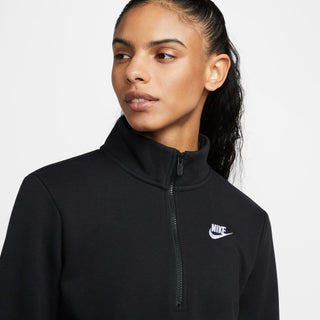 WOMEN'S NIKE SPORTSWEAR CLUB FLEECE 1/2 ZIP SWEATSHIRT "BLACK" DQ5838-010