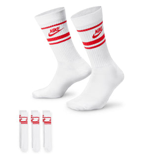 NIKE EVERYDAY ESSENTIAL CREW SOCKS (3 PAIRS) 'WHITE/RED' DX5089-102