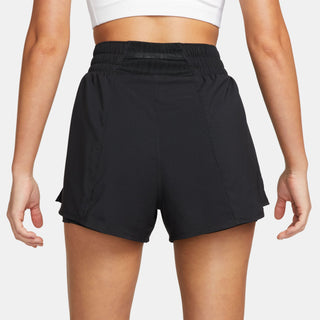 WOMEN'S NIKE ONE DRI-FIT HIGH WAISTED 2 IN 1 SHORTS "BLACK/REFLECTIVE SILVER" DX6016-010