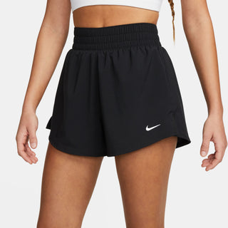 WOMEN'S NIKE ONE DRI-FIT HIGH WAISTED 2 IN 1 SHORTS "BLACK/REFLECTIVE SILVER" DX6016-010