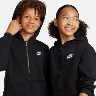KID'S NIKE SPORTSWEAR CLUB FLEECE "BLACK/WHITE" ZIP HOODIE FD3004-010