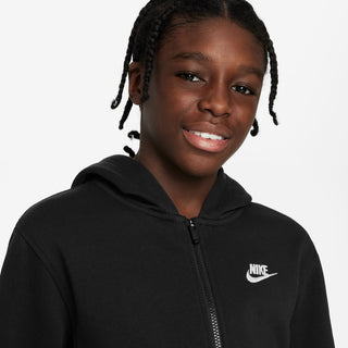 KID'S NIKE SPORTSWEAR CLUB FLEECE "BLACK/WHITE" ZIP HOODIE FD3004-010