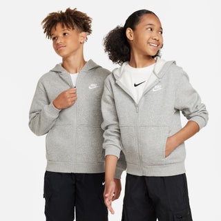 KID'S NIKE SPORTSWEAR CLUB FLEECE "GREY/WHITE" ZIP HOODIE FD3004-063