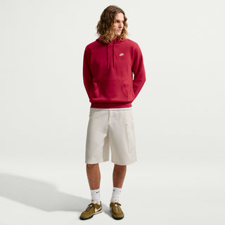 MEN NIKE CLUB FLEECE PULLOVER HOODE TOUGH RED FN3859-608