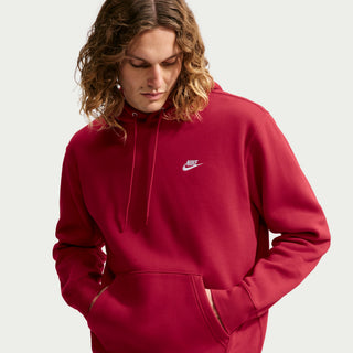 MEN NIKE CLUB FLEECE PULLOVER HOODE TOUGH RED FN3859-608