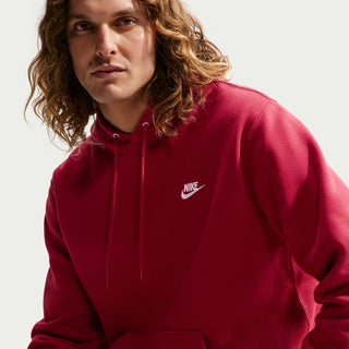 MEN NIKE CLUB FLEECE PULLOVER HOODE TOUGH RED FN3859-608
