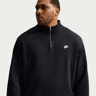 MEN'S NIKE SPORTSWEAR CLUB 1/2 -ZIP FLEECE TOP " BLACK/BLACK-WHITE" FN3864-010