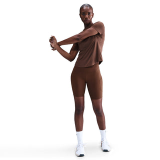 WOMEN'S NIKE ONE HIGH WAISTED BIKER SHORTS WITH POCKETS "FAUNA BROWN" FZ6758-265