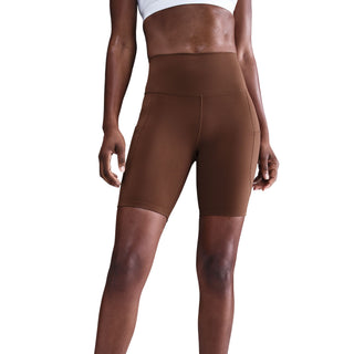 WOMEN'S NIKE ONE HIGH WAISTED BIKER SHORTS WITH POCKETS "FAUNA BROWN" FZ6758-265