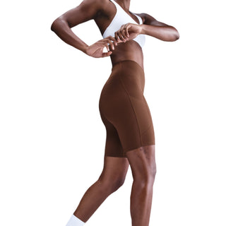 WOMEN'S NIKE ONE HIGH WAISTED BIKER SHORTS WITH POCKETS "FAUNA BROWN" FZ6758-265