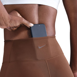 WOMEN'S NIKE ONE HIGH WAISTED BIKER SHORTS WITH POCKETS "FAUNA BROWN" FZ6758-265