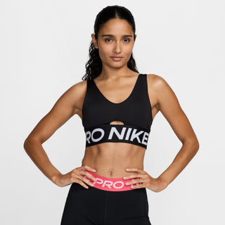 WOMEN'S NIKE PRO INDY PLUNGE MEDIUM SUPPORT SPORTS BRA 'BLACK/WHITE'HF7324-010