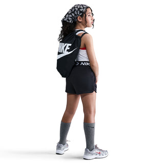 KIDS NIKE PRO FLEECE (GIRLS) DRI-FIT SHORTS " BLACK/WHITE" HQ9313-010