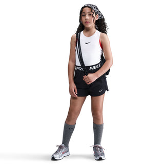 KIDS NIKE PRO FLEECE (GIRLS) DRI-FIT SHORTS " BLACK/WHITE" HQ9313-010