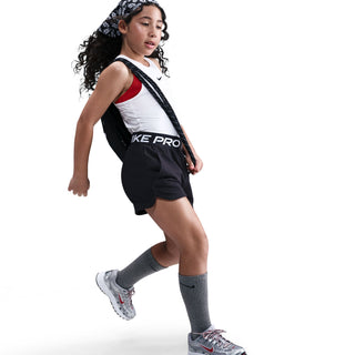 KIDS NIKE PRO FLEECE (GIRLS) DRI-FIT SHORTS " BLACK/WHITE" HQ9313-010