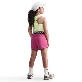 KIDS NIKE PRO FLEECE (GIRLS) DRI-FIT SHORTS " SWEET BEET/BLACK/WHITE" HQ9313-634