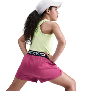 KIDS NIKE PRO FLEECE (GIRLS) DRI-FIT SHORTS " SWEET BEET/BLACK/WHITE" HQ9313-634