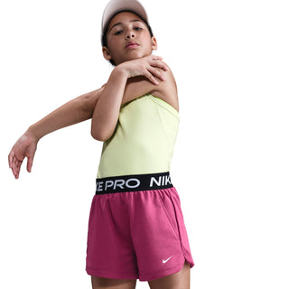KIDS NIKE PRO FLEECE (GIRLS) DRI-FIT SHORTS " SWEET BEET/BLACK/WHITE" HQ9313-634