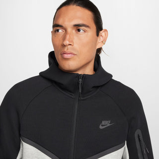 MEN'S NIKE TECH FULL-ZIP HOODIE "BLACK/DK GREY HEATHER/BLACK" HV0949-011
